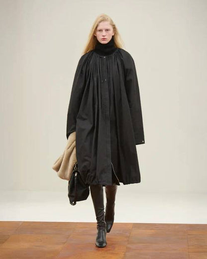 TOT Gathered Parachute Cotton Blend Trench Coat