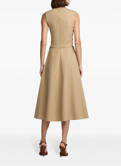 RL Renna Cotton Gabardine Lace Bodice Day Midi Dress
