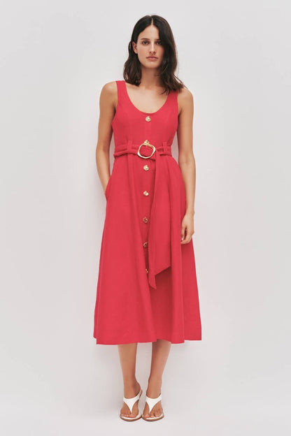 AJ Leonie Linen-blend Midi Dress
