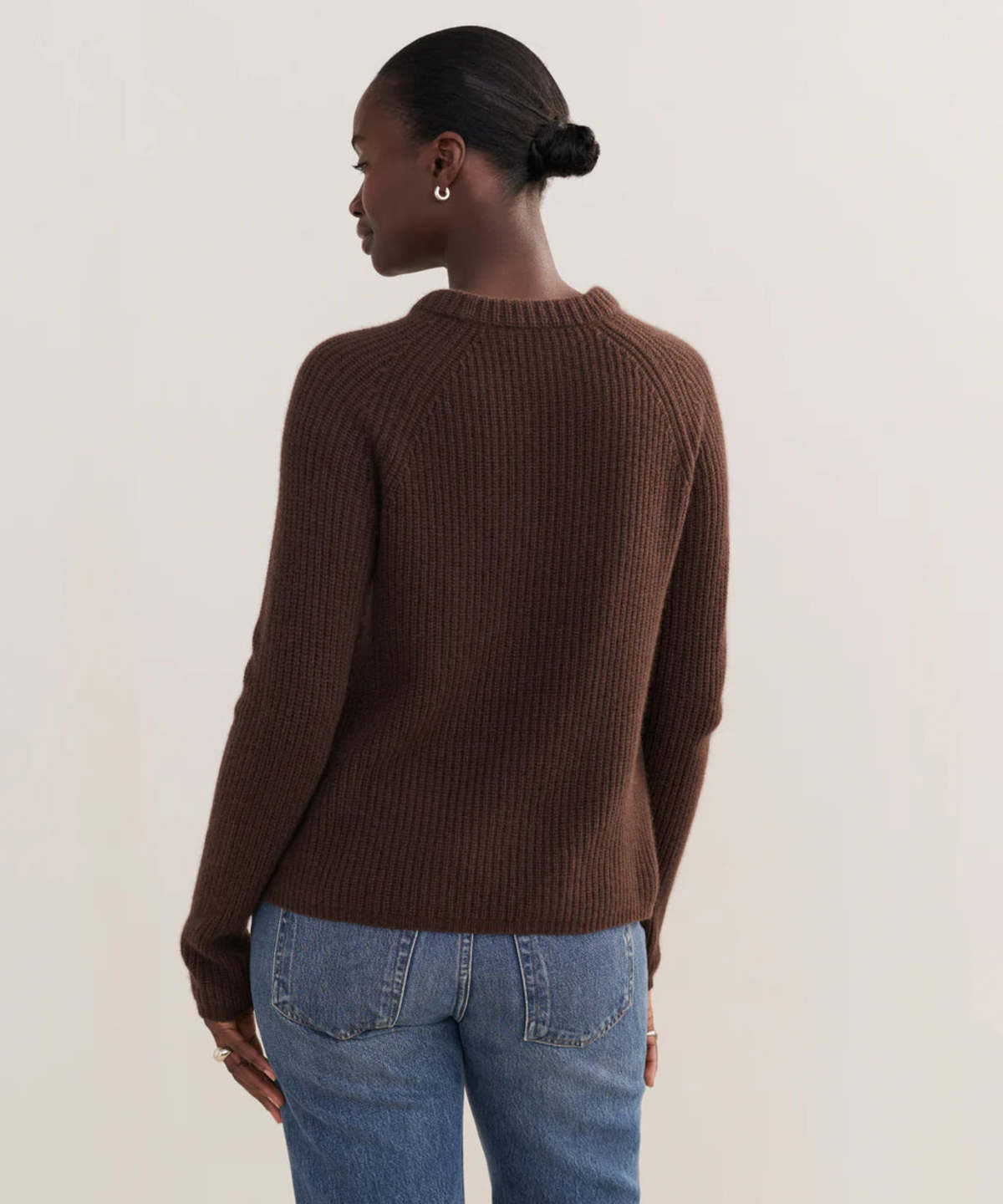JK Cashmere Fisherman Sweater in Chocolate