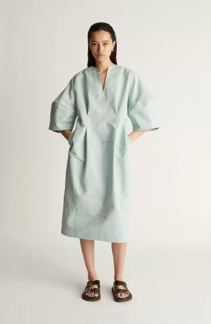 LM Jacob Cocoon Cotton-Blend Midi Dress in Seafoam