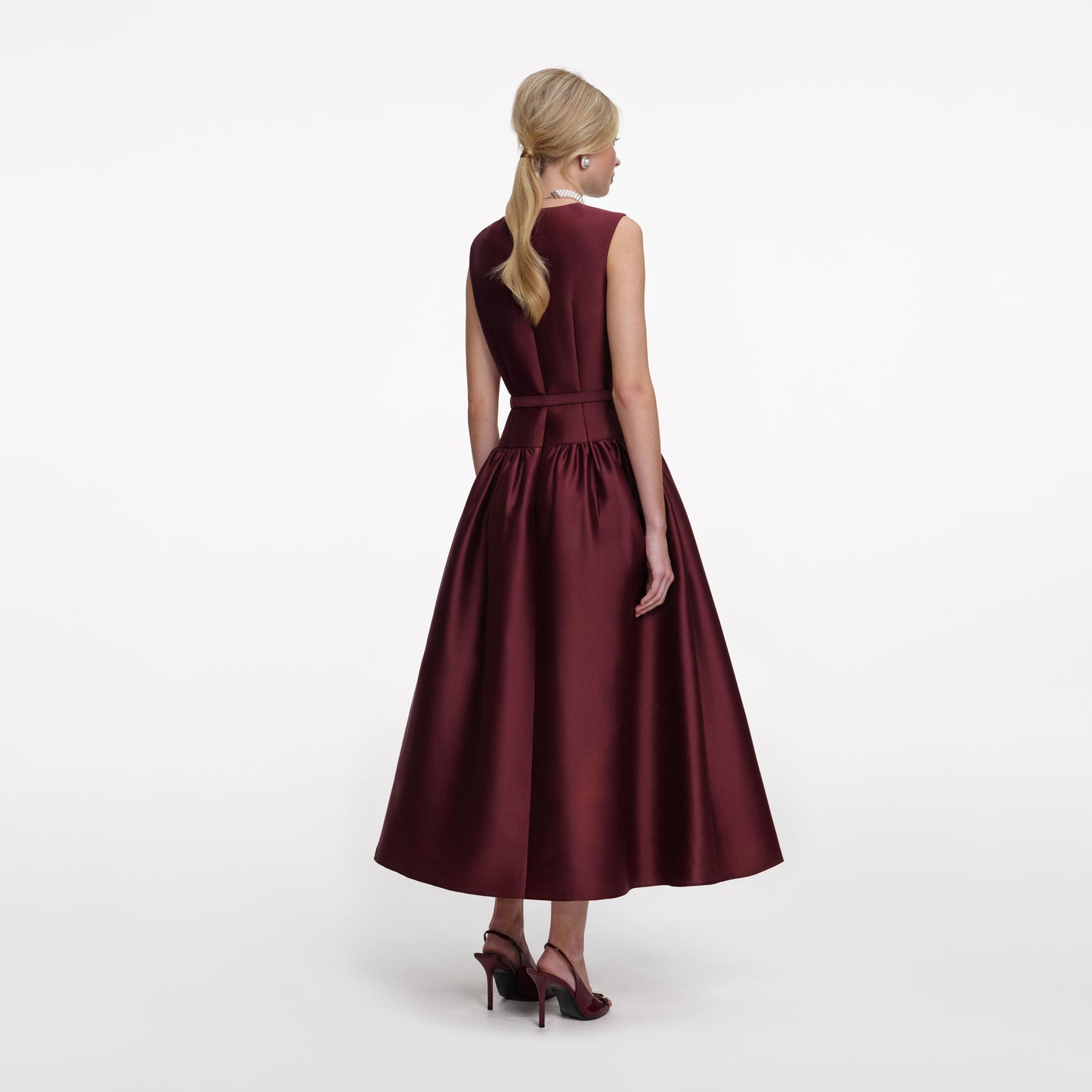 SP Pink & Burgundy Taffeta Midi Dress