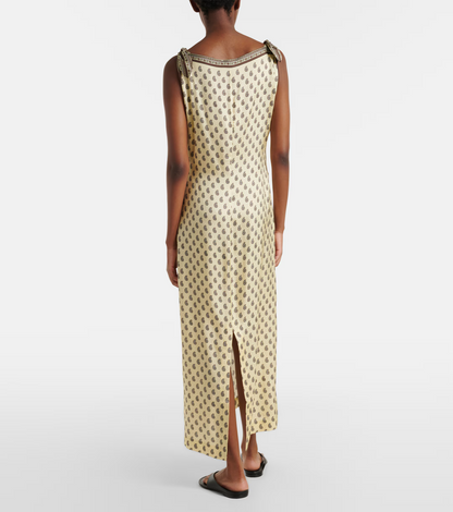 2 Colors! DN003 Silk-Viscose Midi Dress in Paisley