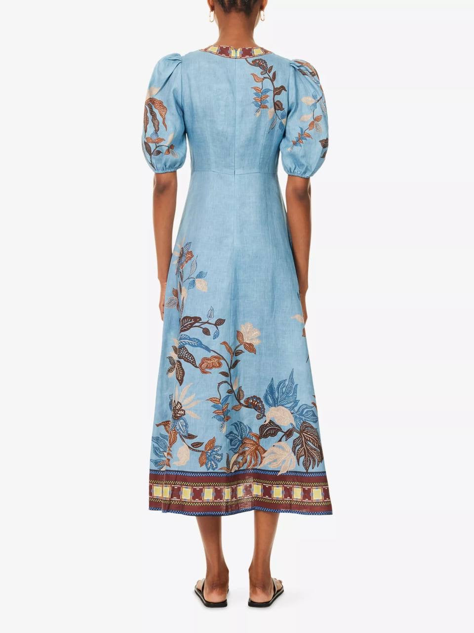ALM Georgie Puff Sleeve Linen Midi Dress