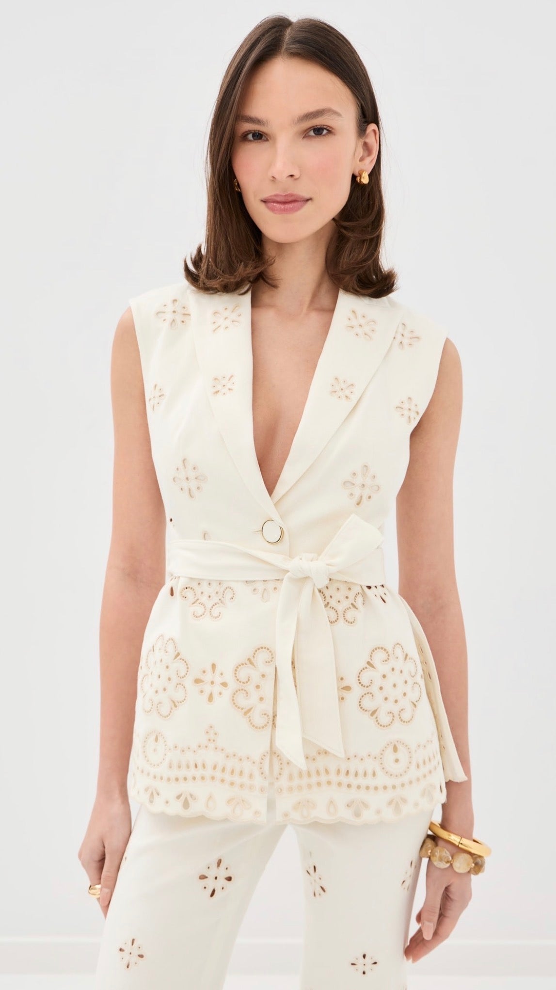 VB Townes Eyelet Vest | Komi Pants | Embroidered Stretch-cotton Twill Set