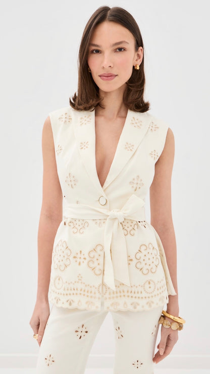 VB Townes Eyelet Vest | Komi Pants | Embroidered Stretch-cotton Twill Set