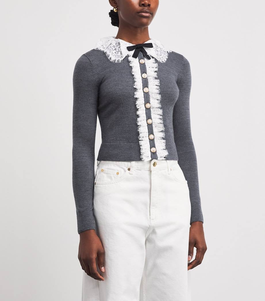 SP Grey Wool Lace-Collar Cardigan