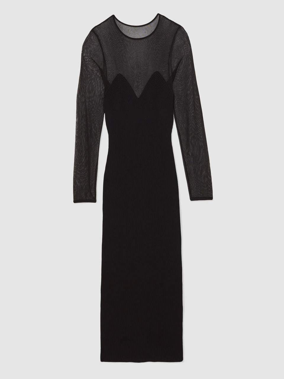 RS Lila Mesh Rib-Knit Sweetheart Midi Dress