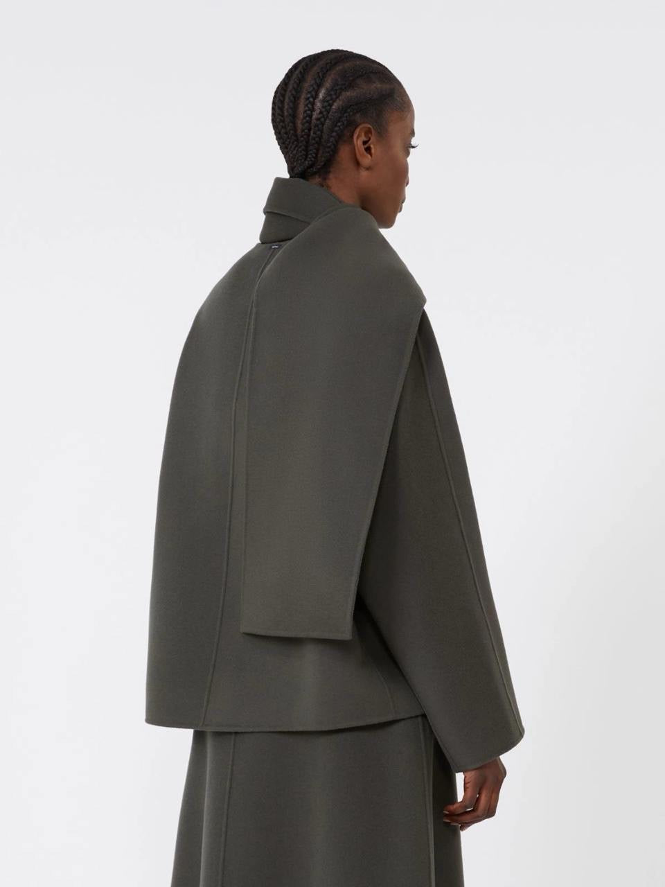 2 Colors! MM Kate Cropped Jacket (w Detachable Scarf) | Flared Midi Skirt | Double-Sided Wool Set