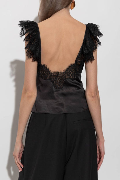 SP Black Satin Lace Top