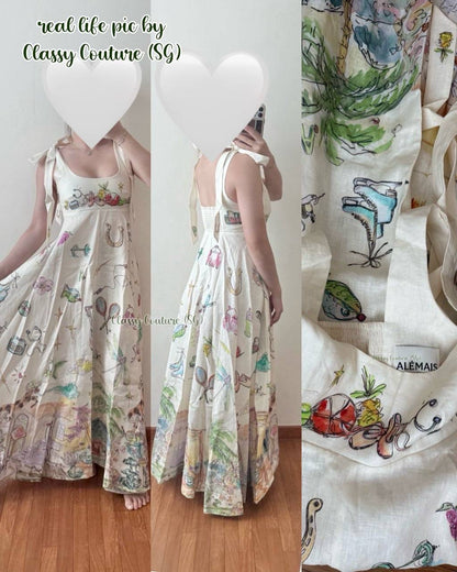ALM Anouk Ballet Ribbon Tie Strap Midi Dress Sundress