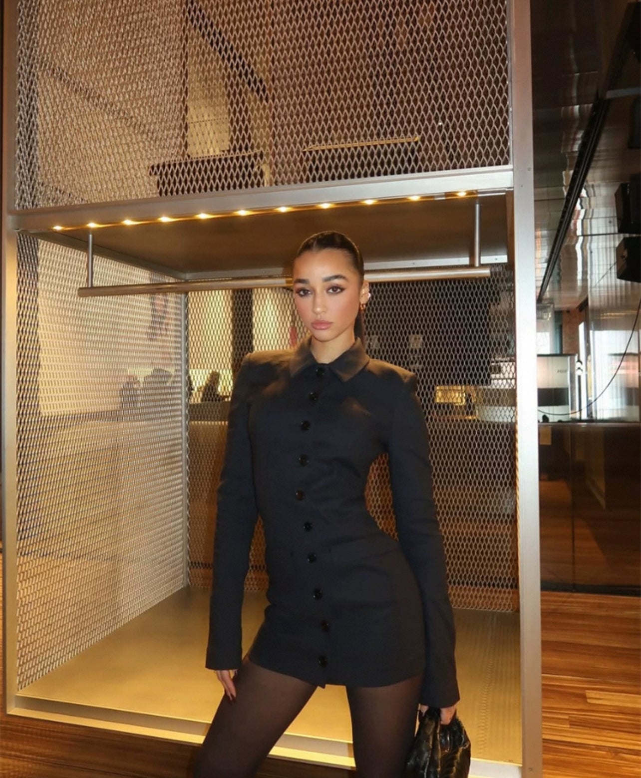 HS The Little Lady Long Sleeve Mini Dress in Black