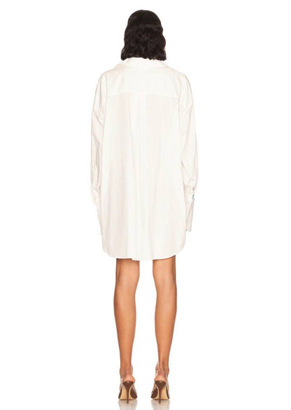 HS White Cotton Poplin Oversized Shirt / Shirtdress Mini Dress