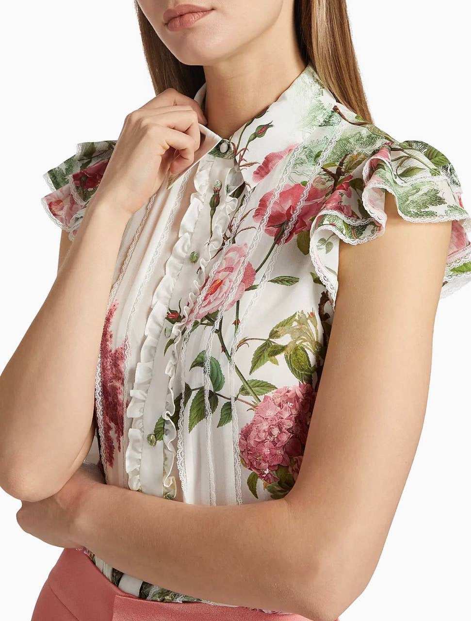 AO Minda Silk Flutter Sleeve Blouse Top