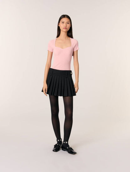 MJ Moka Rib Knit Sweetheart Shirt Top