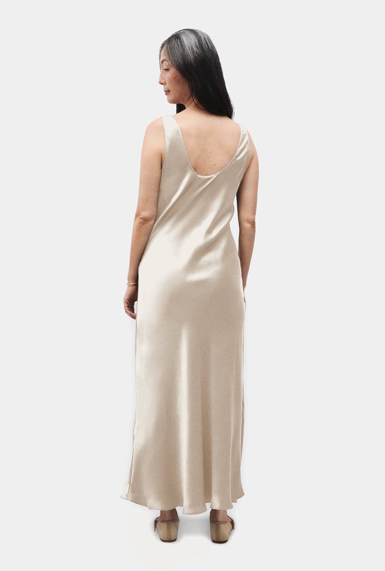 5 Colors! SL Scoop Neck Silk Midi Dress
