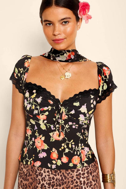 RX Rosella Lace Viscose Trim Top