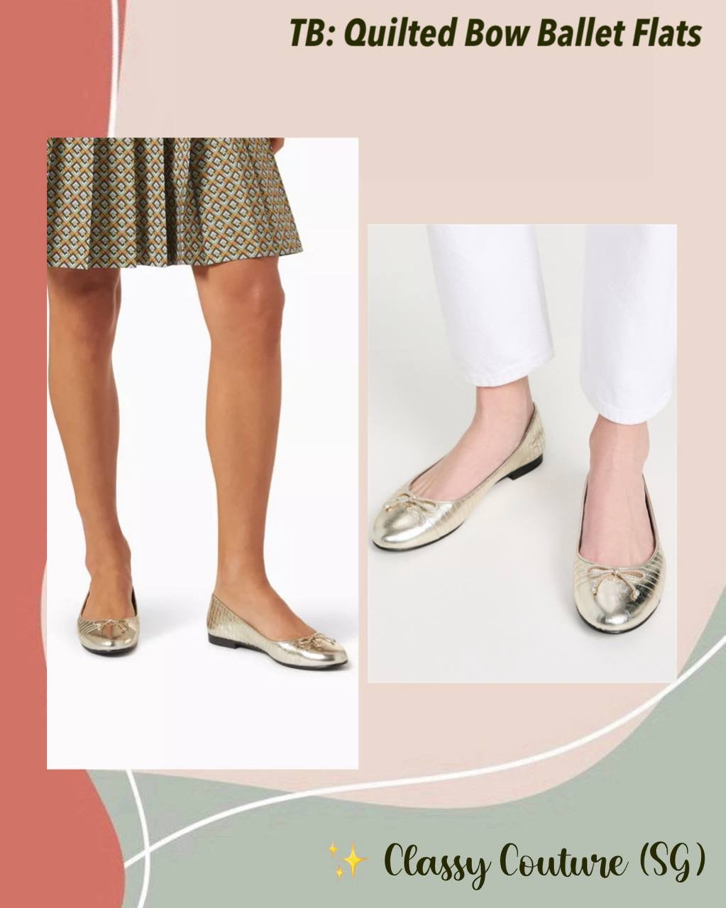 TB Quilted Bow Ballet Flats