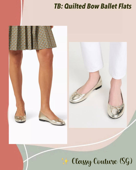 TB Quilted Bow Ballet Flats
