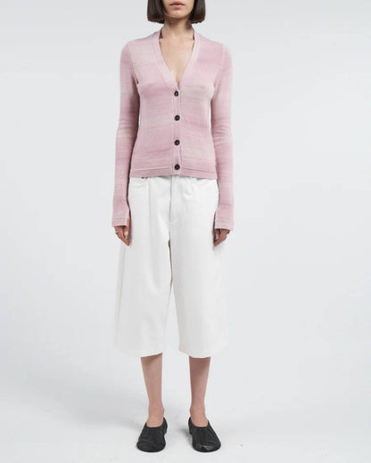 MM Space Dye Stripe Slim-Fit Featherweight Cashmere-Organic Cotton Cardigan