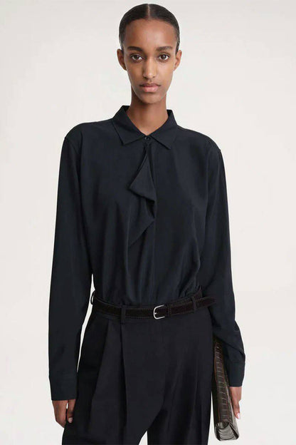 TOT Drape-Front Viscose Long Sleeve Shirt