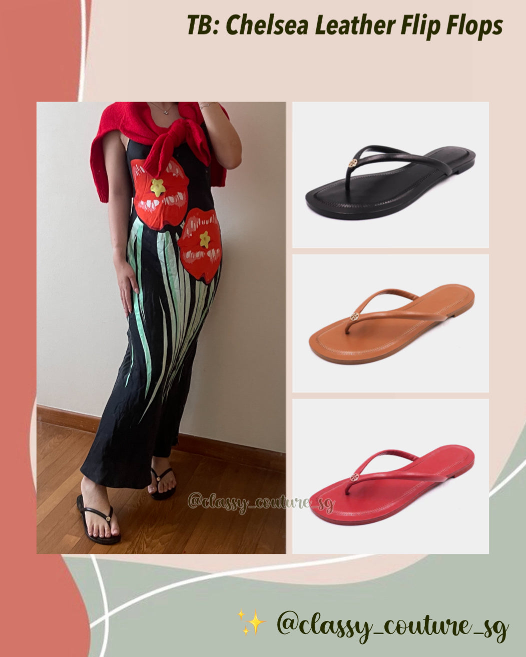 TB Chelsea Leather Flip Flop Slipper Sandals