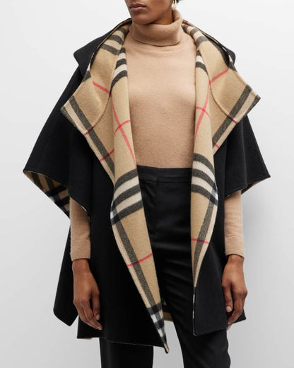 4 Colors! BBR Cashmere Reversible Hooded Cape