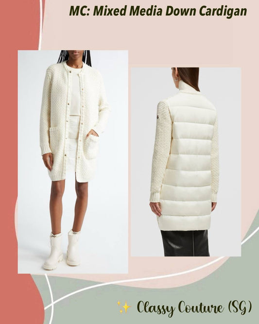 MC Mixed Media Padded Down Wool-Cotton Long Cardigan