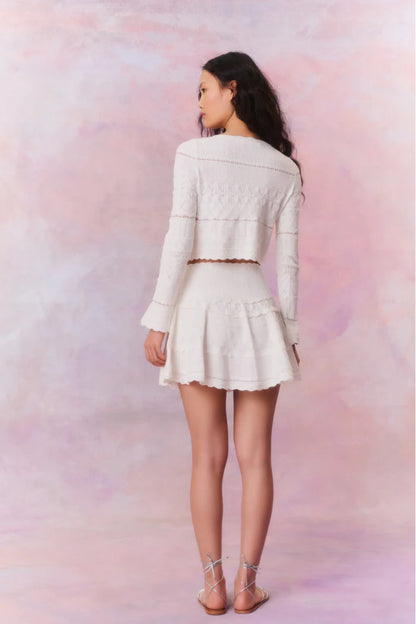 LSF Media Pointelle Scallop Cardigan | Colella Knitted Mini Skirt | Set