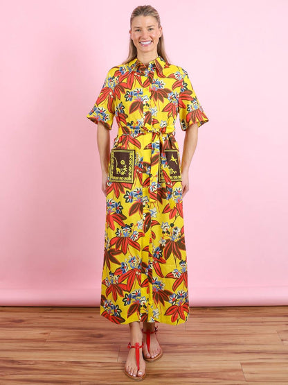 ALM Leo Embroidered Shirtdress Midi Dress