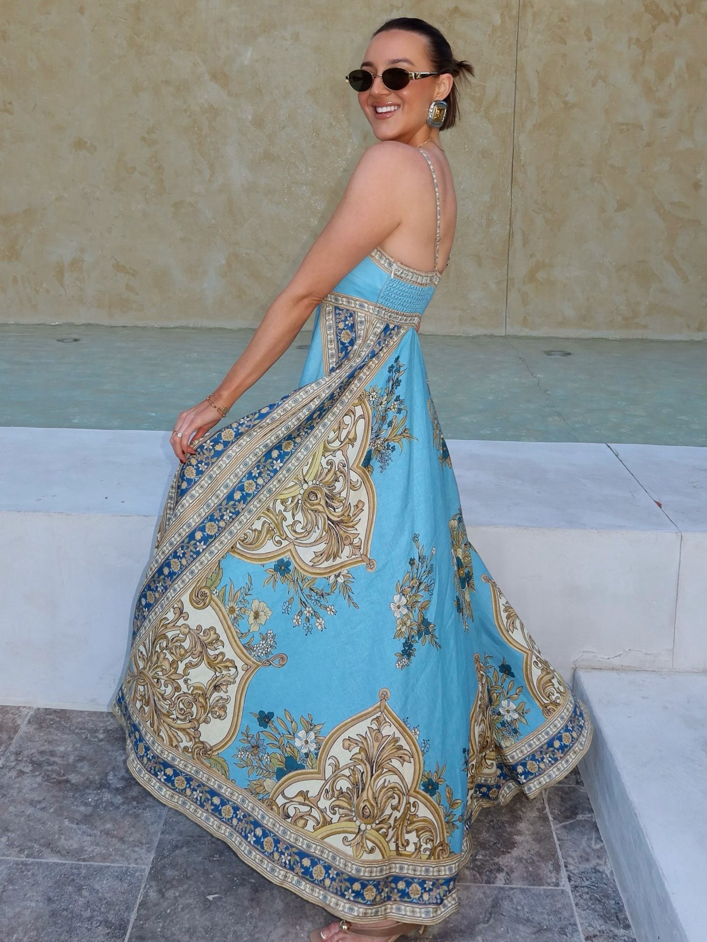 ALM Cassie Linen Midi Dress Sundress