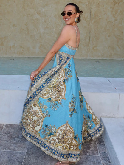 ALM Cassie Linen Midi Dress Sundress