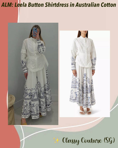 ALM Leela Button-down Belted Cotton Shirtdress Midi Dress