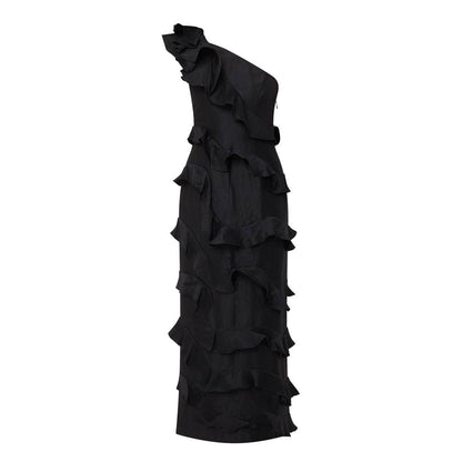 AJ Arley Ruffle Trim Fitted Dress