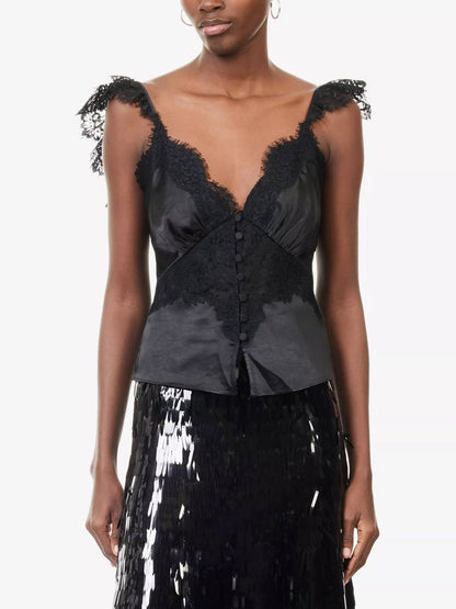 SP Black Satin Lace Top