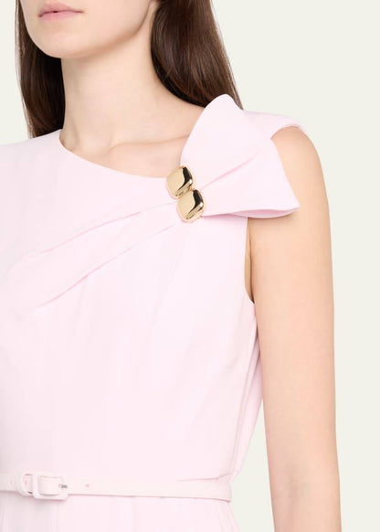 RM Bow Embellished Satin Crepe Belted Maxi Dress