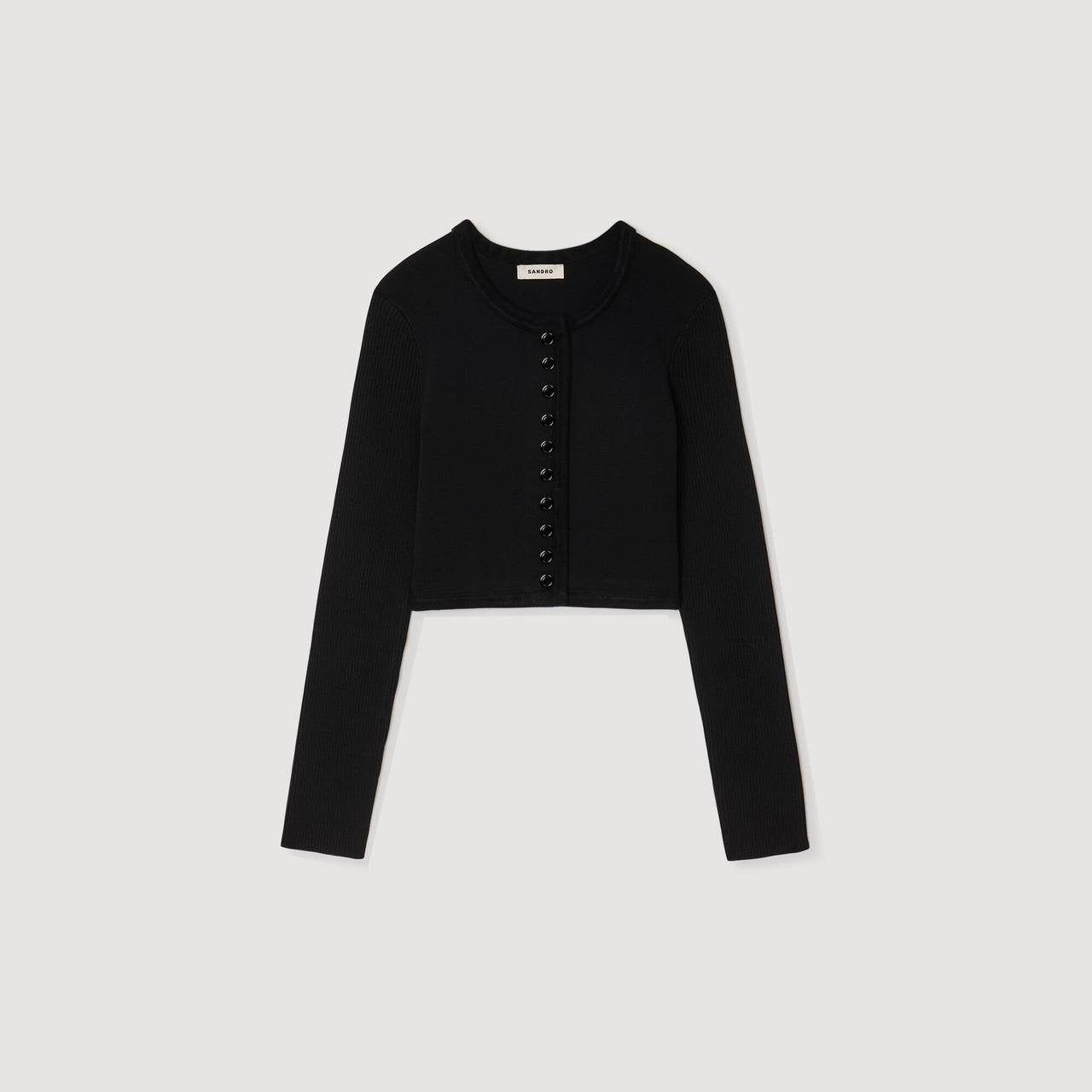 SD Black Rib Knit Cropped Cardigan | Mini Dress | Set