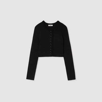 SD Black Rib Knit Cropped Cardigan | Mini Dress | Set