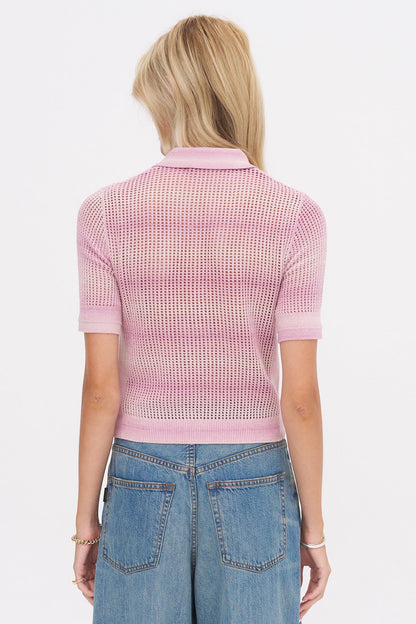 MM Cashmere-cotton Shrunken Mesh Polo Top