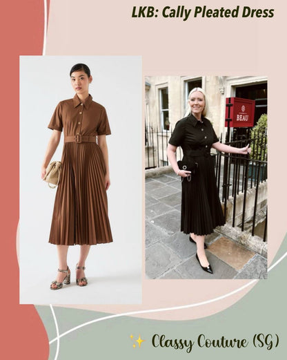 LKB Cally Pleated Cotton-Blend Shirtdress Midi Dress