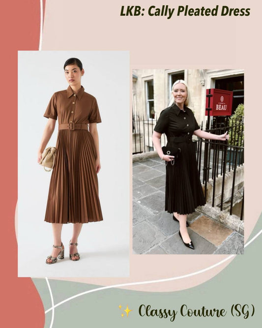 LKB Cally Pleated Cotton-Blend Shirtdress Midi Dress