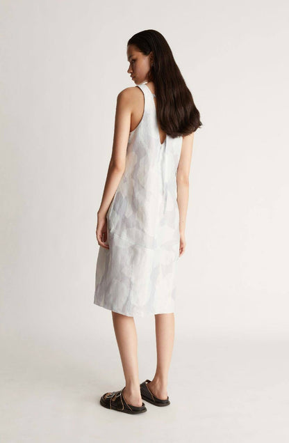 LM Avery Linen-Viscose Midi Dress in Ice