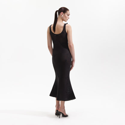 SP Black | Yellow | White Crochet Midi Dress Knit Floral