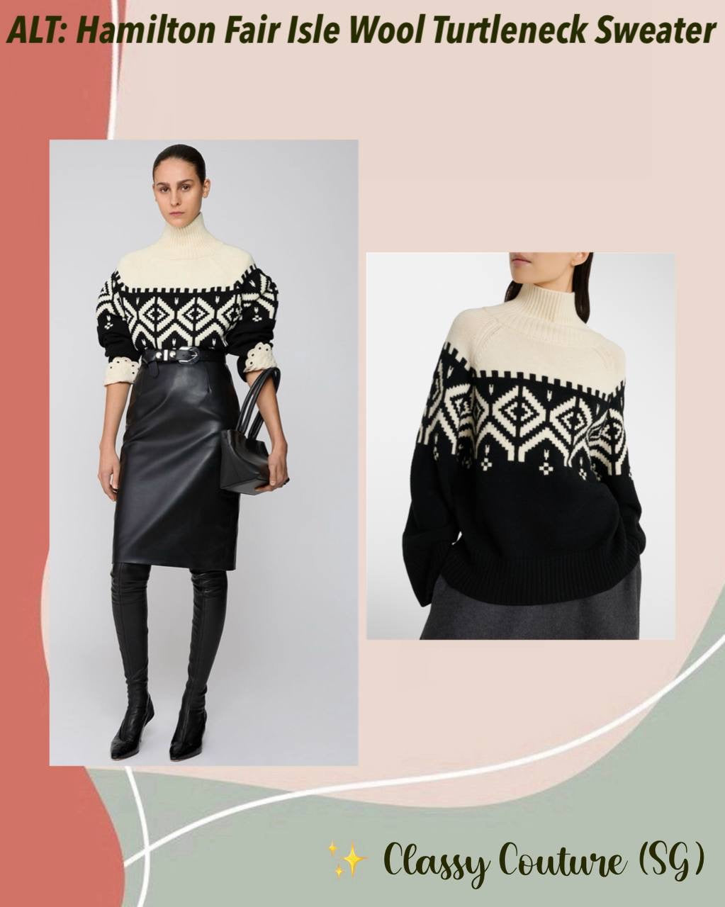 ATZ Hamilton Fair Isle Merino Wool Turtleneck Sweater
