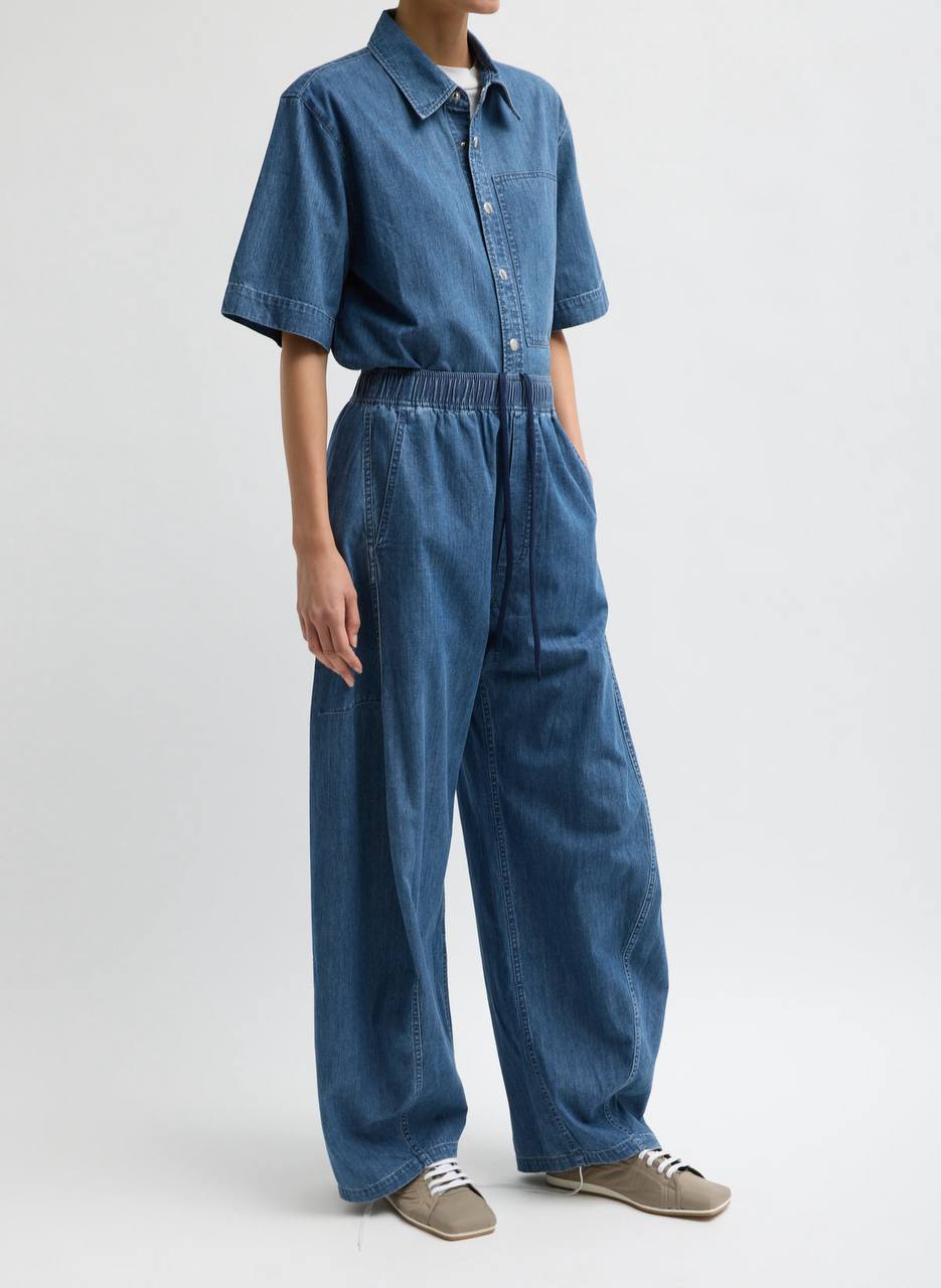 TB Summer Denim Classic Wash Camp Shirt | Winslow Drawstring Pants | Cotton Set
