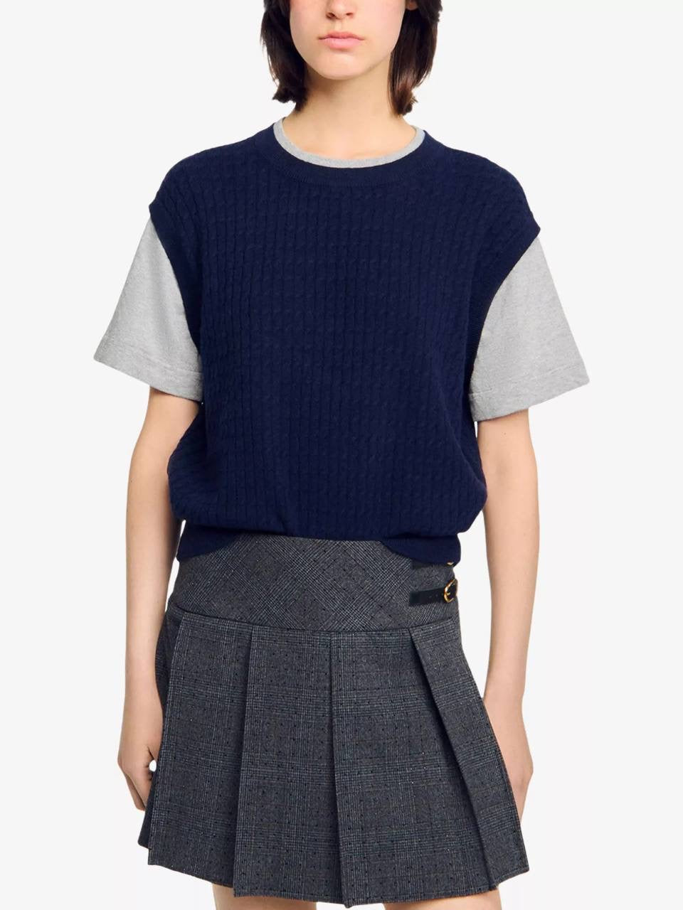 SD Layered Short-Sleeved Knitted Jumper
