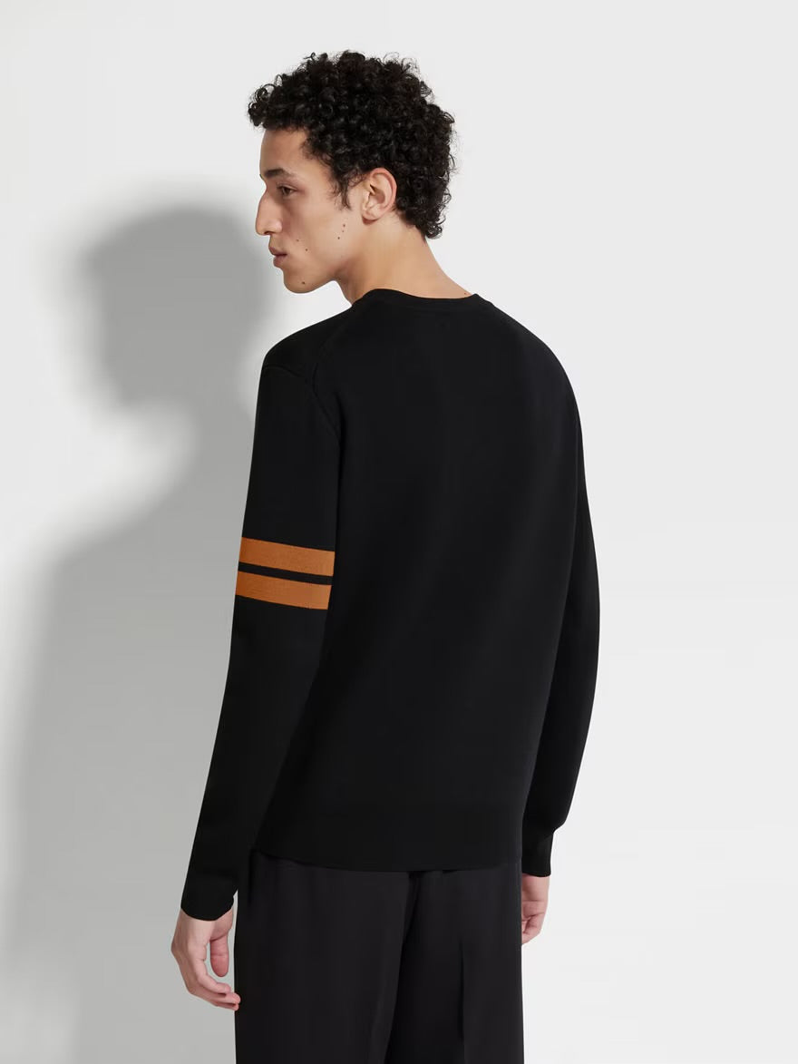 2 Colors! ZN Men’s High Performance Wool Crewneck Jumper Sweater w/ Stripe Detail