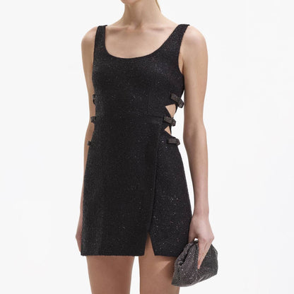 SP Black Boucle Bow Mini Dress | Boucle Trimmed Jacket | Set