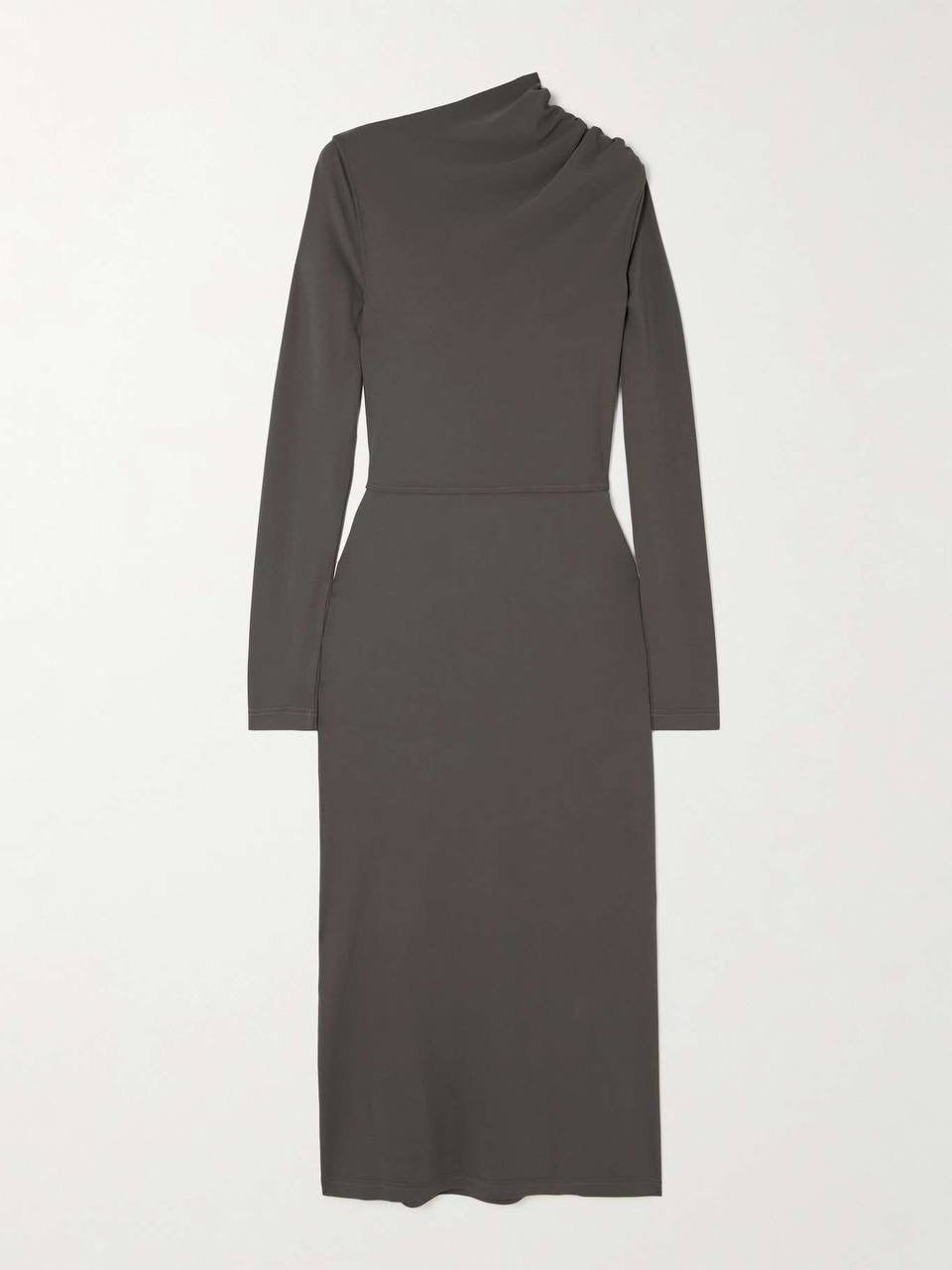 TOT Gathered Stretch-Jersey Midi Dress