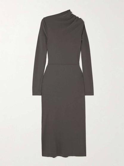 TOT Gathered Stretch-Jersey Midi Dress